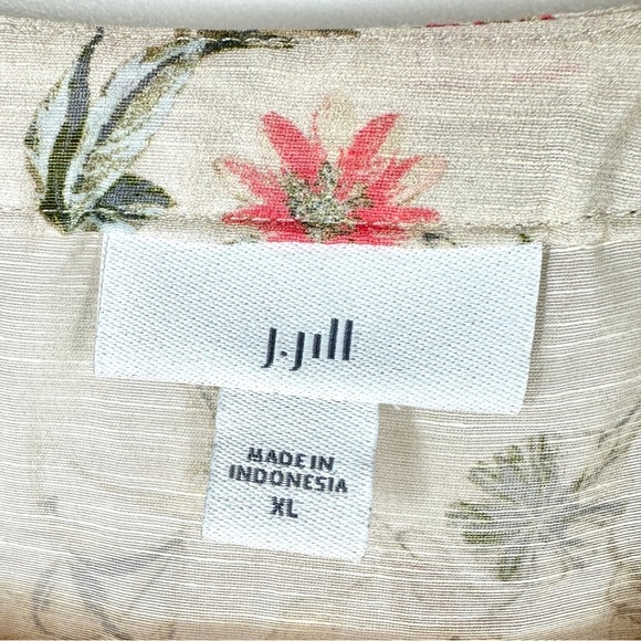 Floral Duster Cardigan Linen Blend Sheer Jacket Lightweight Layer XL J. Jill - Picture 7 of 10